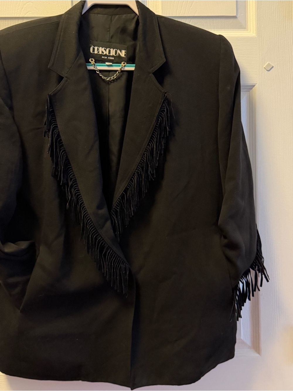 Vintage 80's 90’s Criscione Jacket Black Western FRINGED-MEDIUM